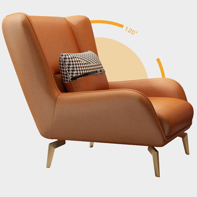 Glam Armchair Fixed Back Flared Arms Basic Four Legs Gold Base Accent Chair