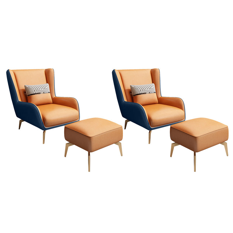 Glam Armchair Fixed Back Flared Arms Basic Four Legs Gold Base Accent Chair