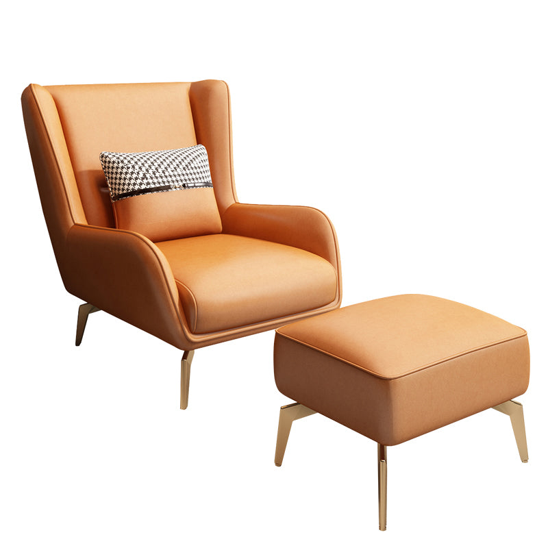 Glam Armchair Fixed Back Flared Arms Basic Four Legs Gold Base Accent Chair