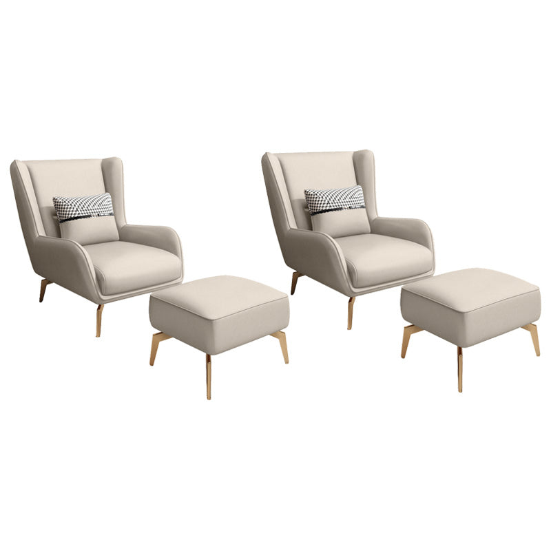Glam Armchair Fixed Back Flared Arms Basic Four Legs Gold Base Accent Chair
