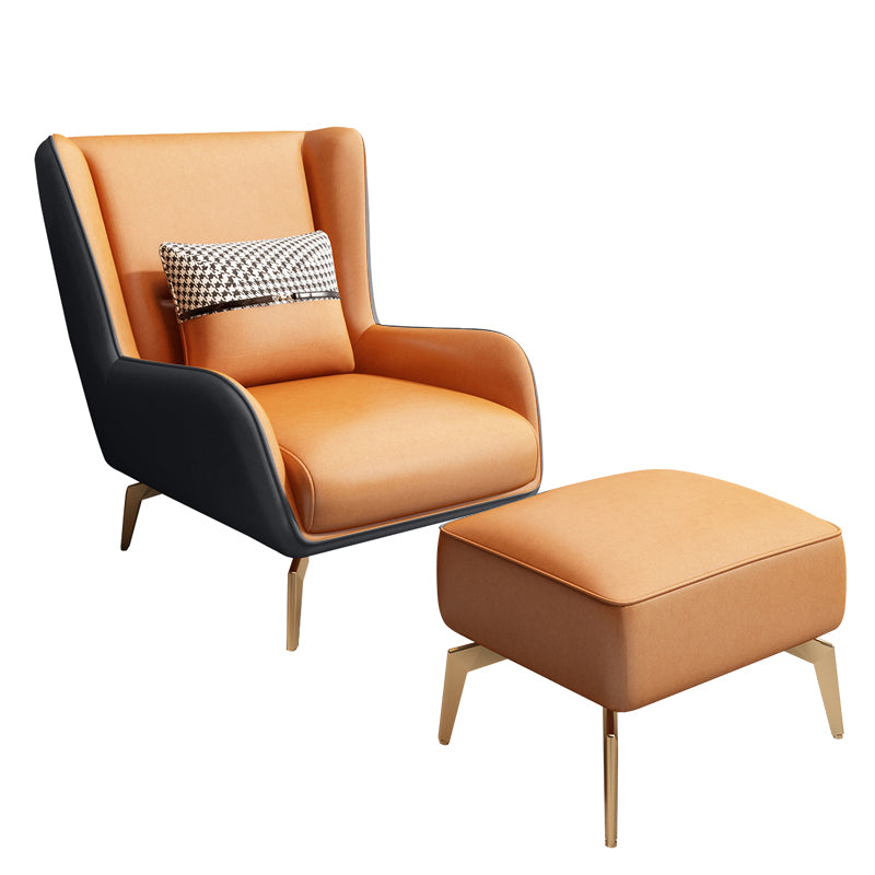 Glam Armchair Fixed Back Flared Arms Basic Four Legs Gold Base Accent Chair