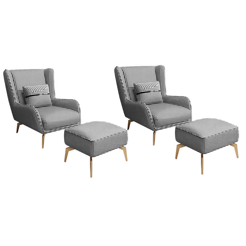 Glam Armchair Fixed Back Flared Arms Basic Four Legs Gold Base Accent Chair