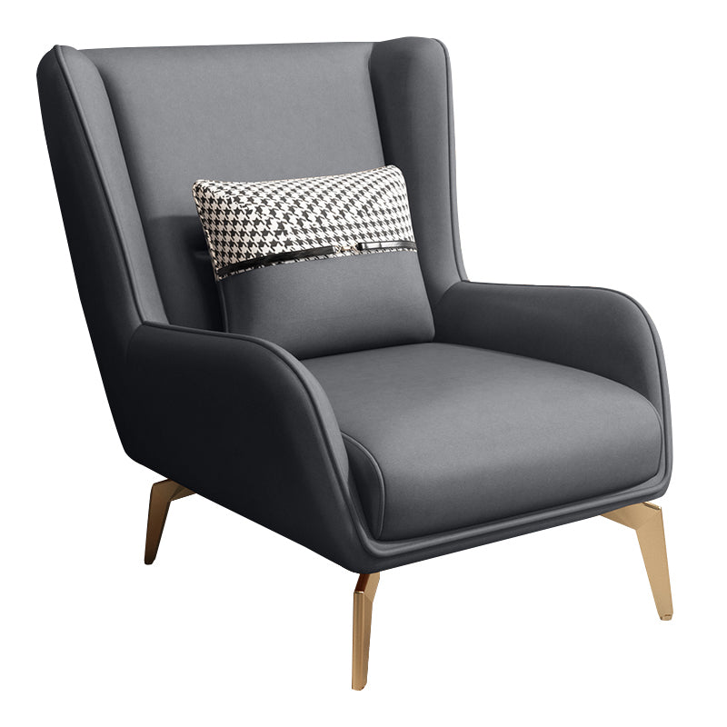 Glam Armchair Fixed Back Flared Arms Basic Four Legs Gold Base Accent Chair