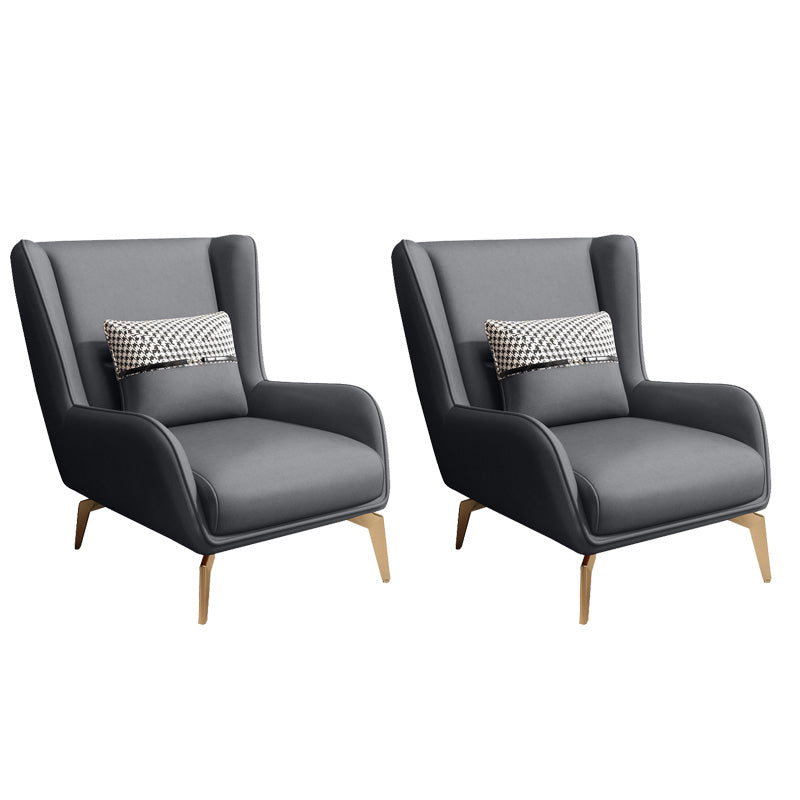 Glam Armchair Fixed Back Flared Arms Basic Four Legs Gold Base Accent Chair
