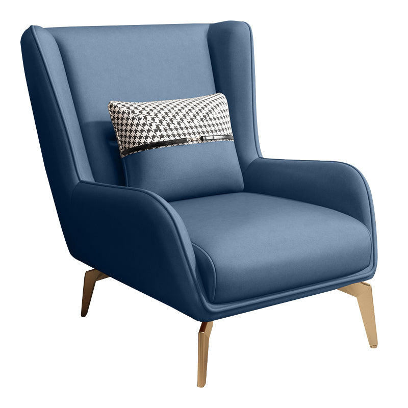 Glam Armchair Fixed Back Flared Arms Basic Four Legs Gold Base Accent Chair