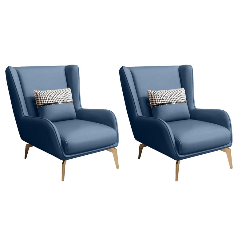 Glam Armchair Fixed Back Flared Arms Basic Four Legs Gold Base Accent Chair