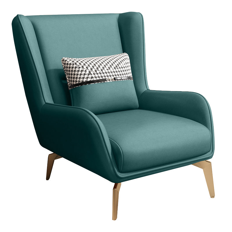 Glam Armchair Fixed Back Flared Arms Basic Four Legs Gold Base Accent Chair