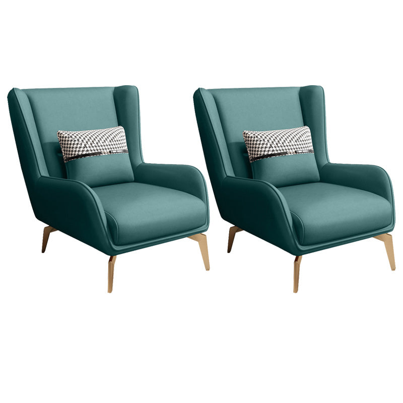 Glam Armchair Fixed Back Flared Arms Basic Four Legs Gold Base Accent Chair