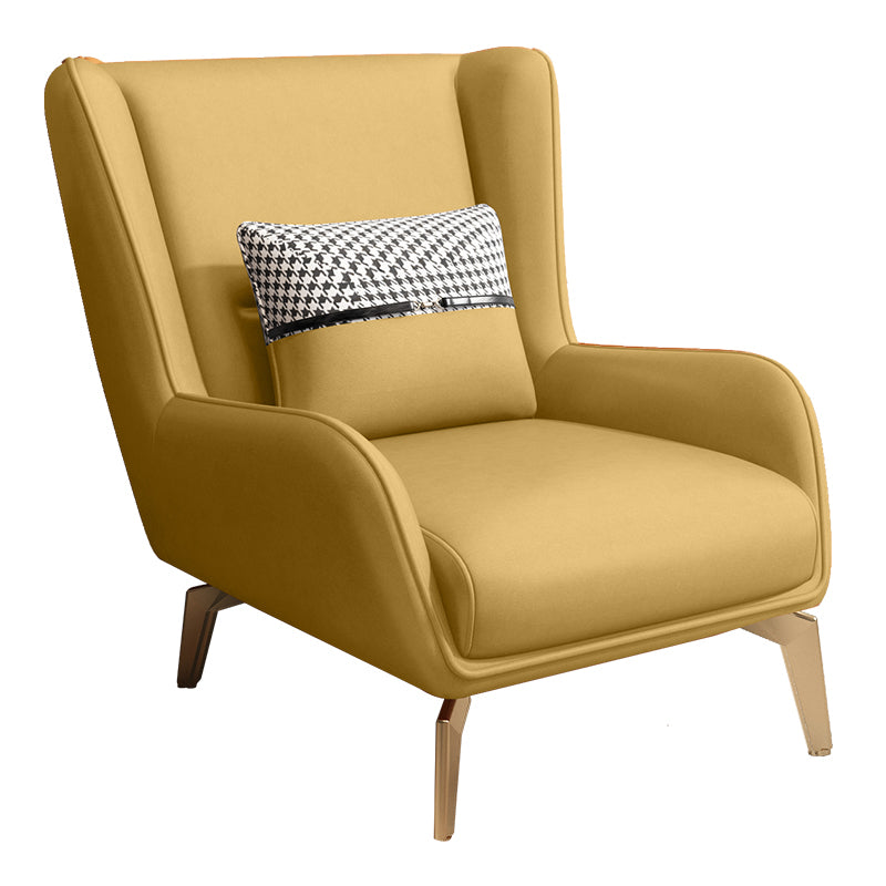 Glam Armchair Fixed Back Flared Arms Basic Four Legs Gold Base Accent Chair