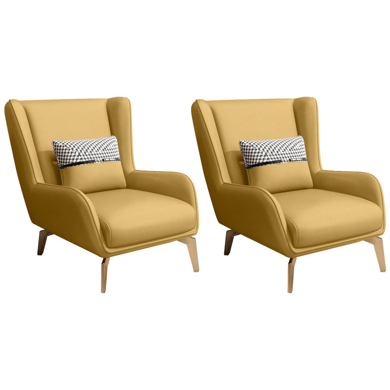 Glam Armchair Fixed Back Flared Arms Basic Four Legs Gold Base Accent Chair