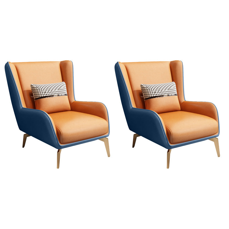 Glam Armchair Fixed Back Flared Arms Basic Four Legs Gold Base Accent Chair