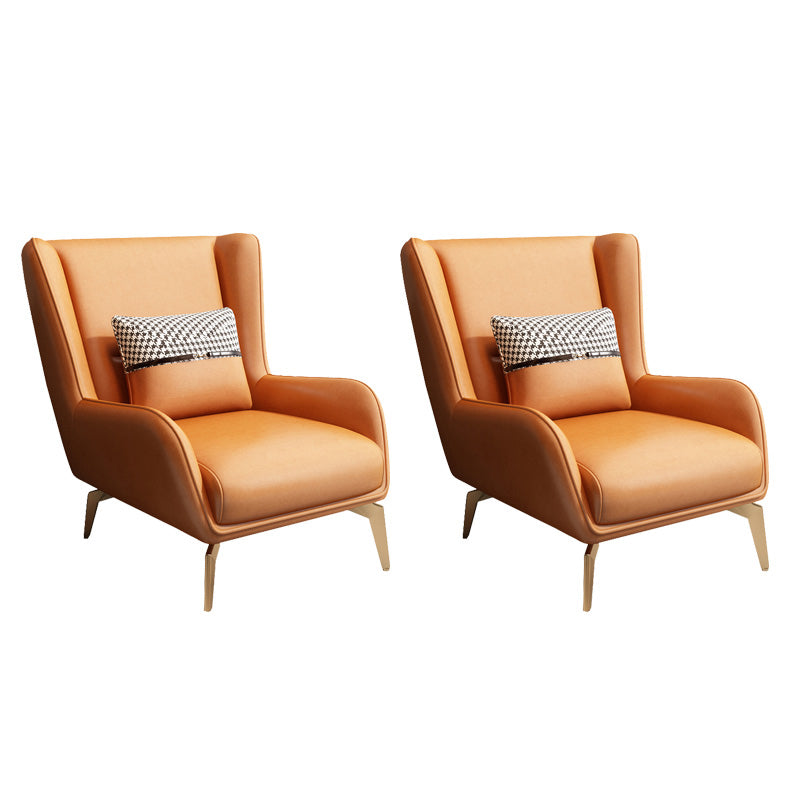 Glam Armchair Fixed Back Flared Arms Basic Four Legs Gold Base Accent Chair