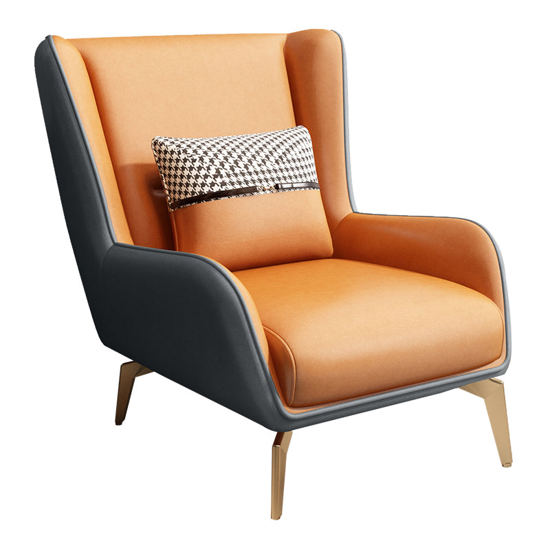 Glam Armchair Fixed Back Flared Arms Basic Four Legs Gold Base Accent Chair