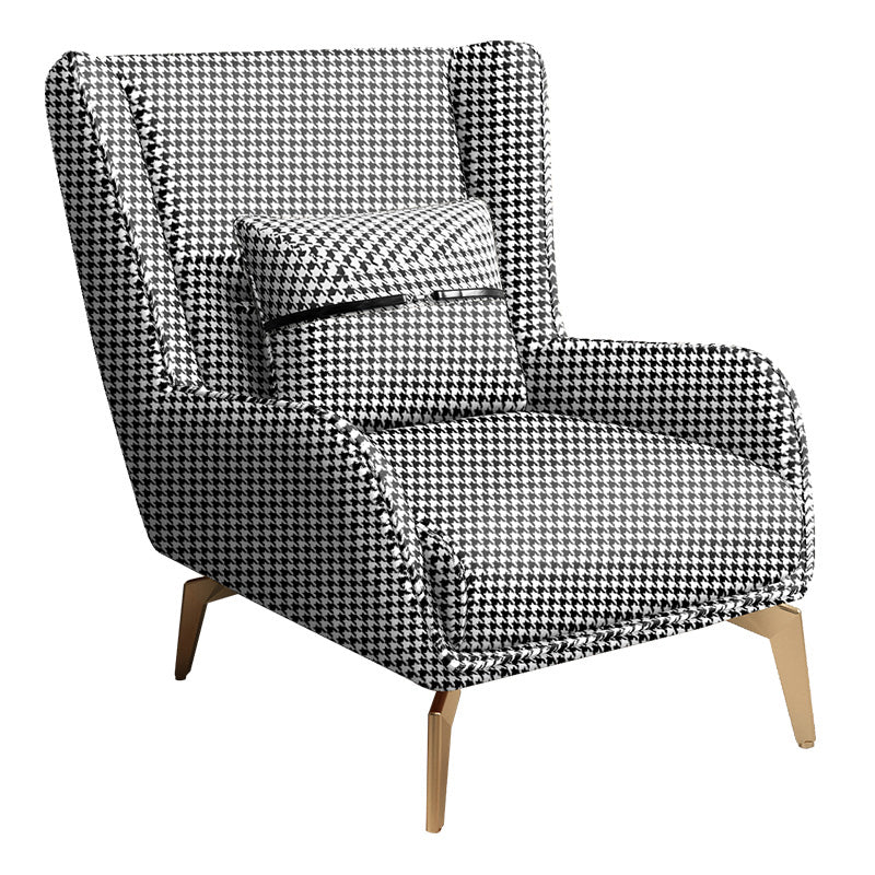 Glam Armchair Fixed Back Flared Arms Basic Four Legs Gold Base Accent Chair