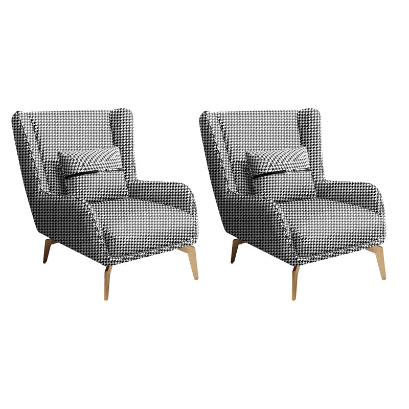 Glam Armchair Fixed Back Flared Arms Basic Four Legs Gold Base Accent Chair