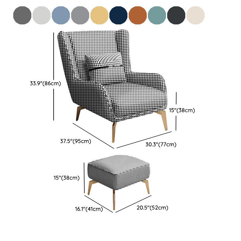 Glam Armchair Fixed Back Flared Arms Basic Four Legs Gold Base Accent Chair