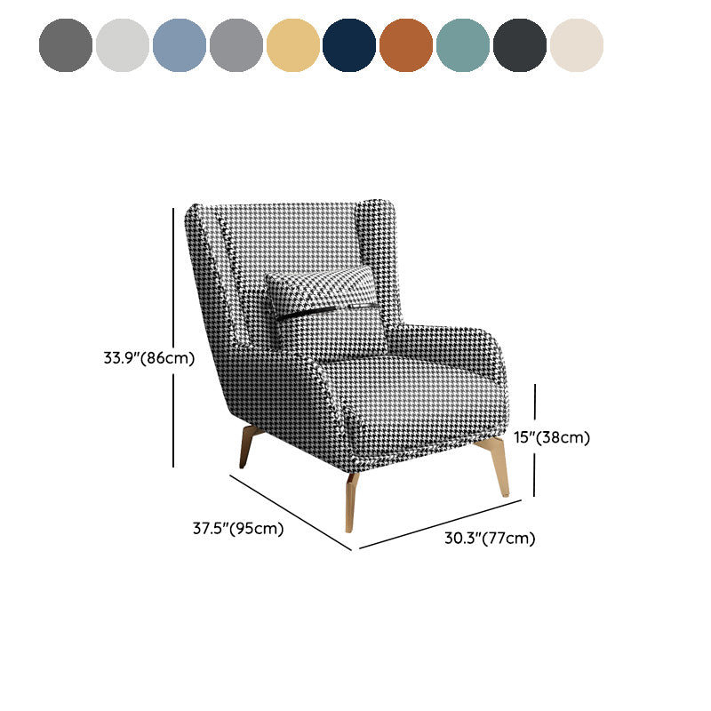 Glam Armchair Fixed Back Flared Arms Basic Four Legs Gold Base Accent Chair