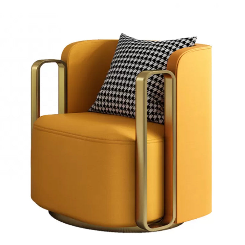 Glam Arm Chair Solid Color Pillow Back Gold Base Arms Included Armchair