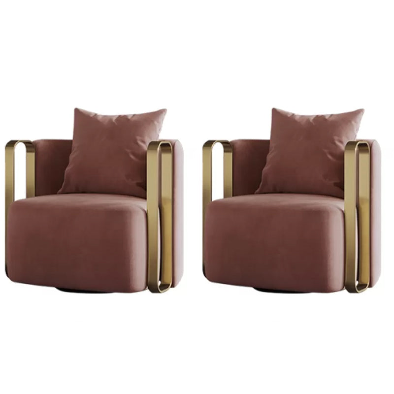 Glam Arm Chair Solid Color Pillow Back Gold Base Arms Included Armchair