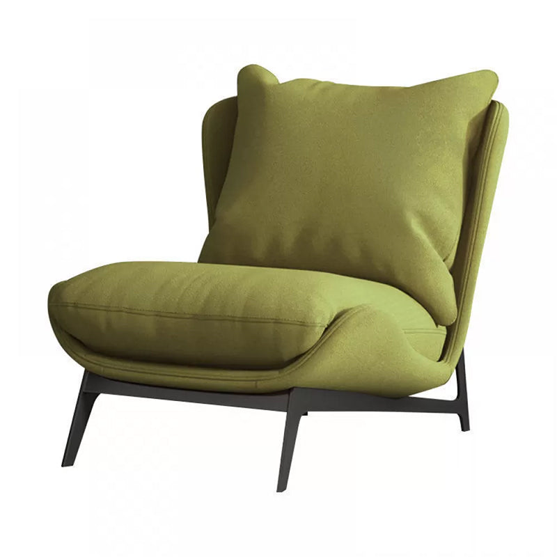 Mid-century Modern Leather Slipper Accent Chair Pillow Back Armless Chair