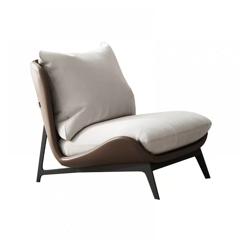 Mid-century Modern Leather Slipper Accent Chair Pillow Back Armless Chair