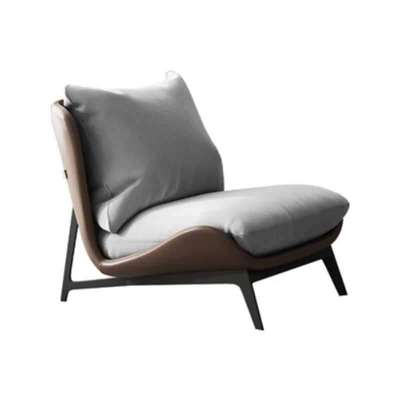 Mid-century Modern Leather Slipper Accent Chair Pillow Back Armless Chair