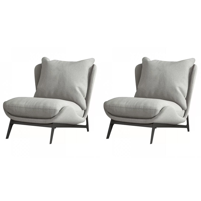 Mid-century Modern Leather Slipper Accent Chair Pillow Back Armless Chair