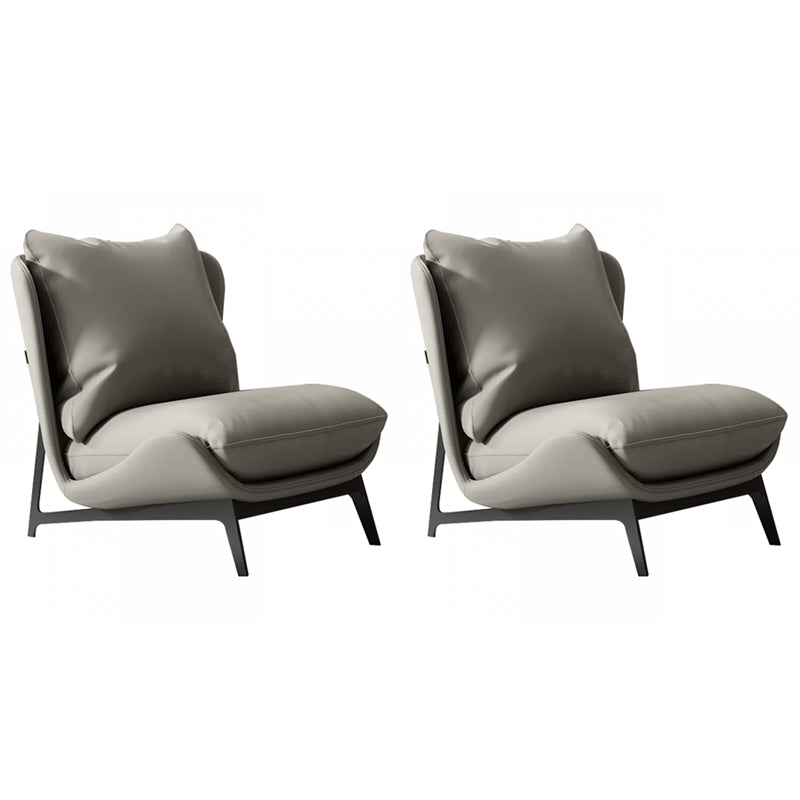 Mid-century Modern Leather Slipper Accent Chair Pillow Back Armless Chair