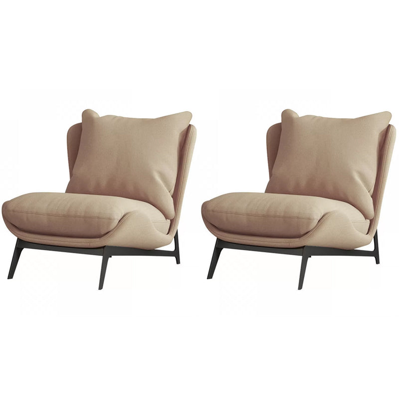 Mid-century Modern Leather Slipper Accent Chair Pillow Back Armless Chair