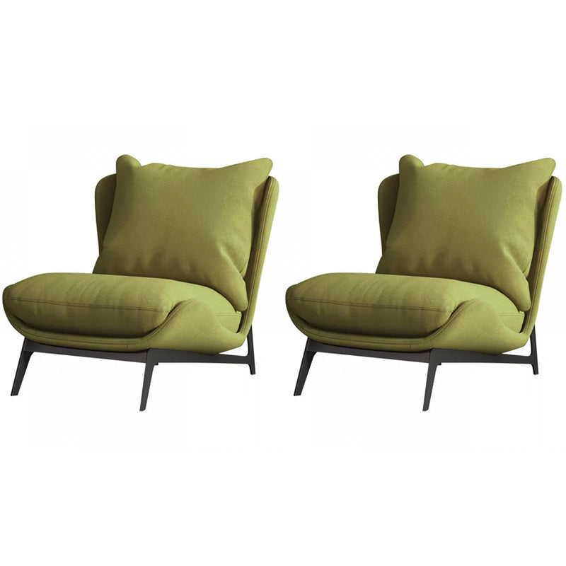 Mid-century Modern Leather Slipper Accent Chair Pillow Back Armless Chair