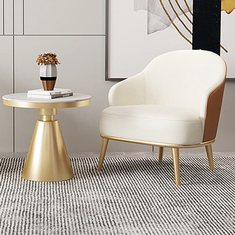 Glam Styled Leather Armchair Fixed Back Basic Four Legs Recessed Arms Chair