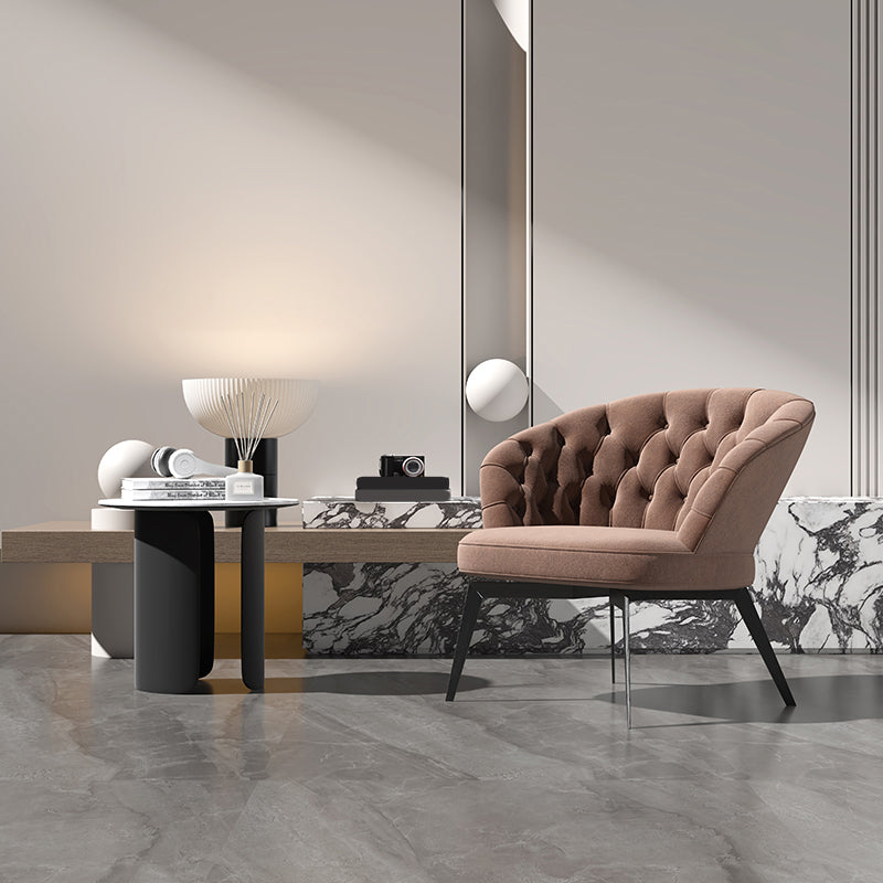 Industrial Brown Armless Chair Tufted Back Basic Four Legs Side Chair