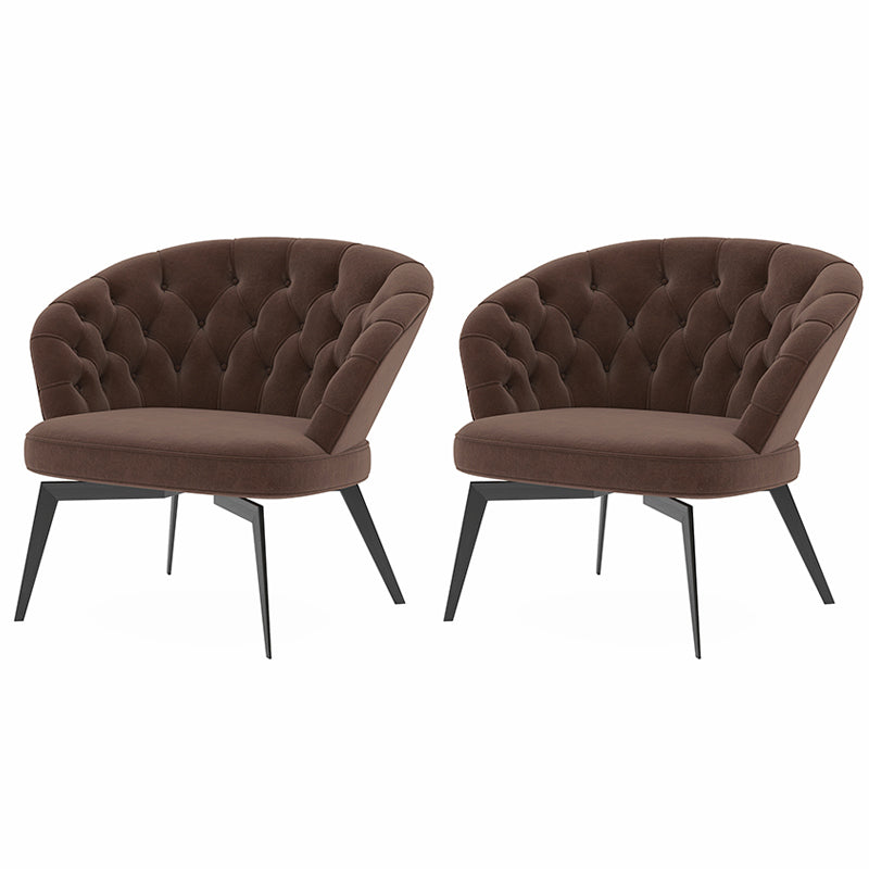 Industrial Brown Armless Chair Tufted Back Basic Four Legs Side Chair