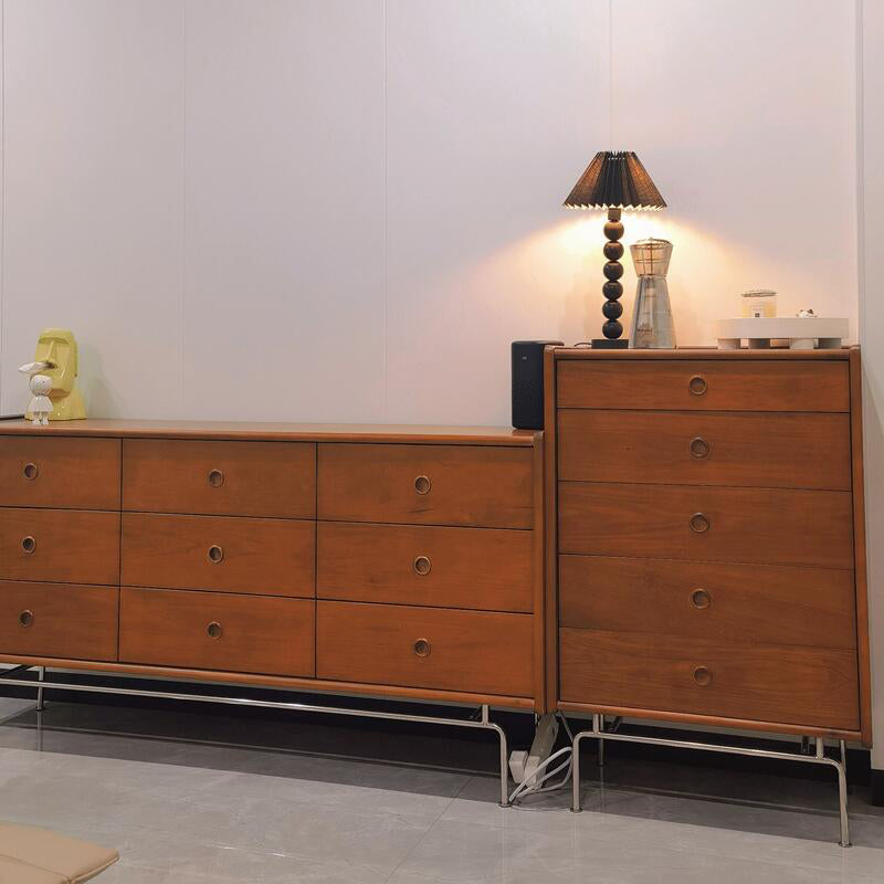 Mid-Century Modern Rectangle Accent Cabinet Solid Wood Storage Cabinet