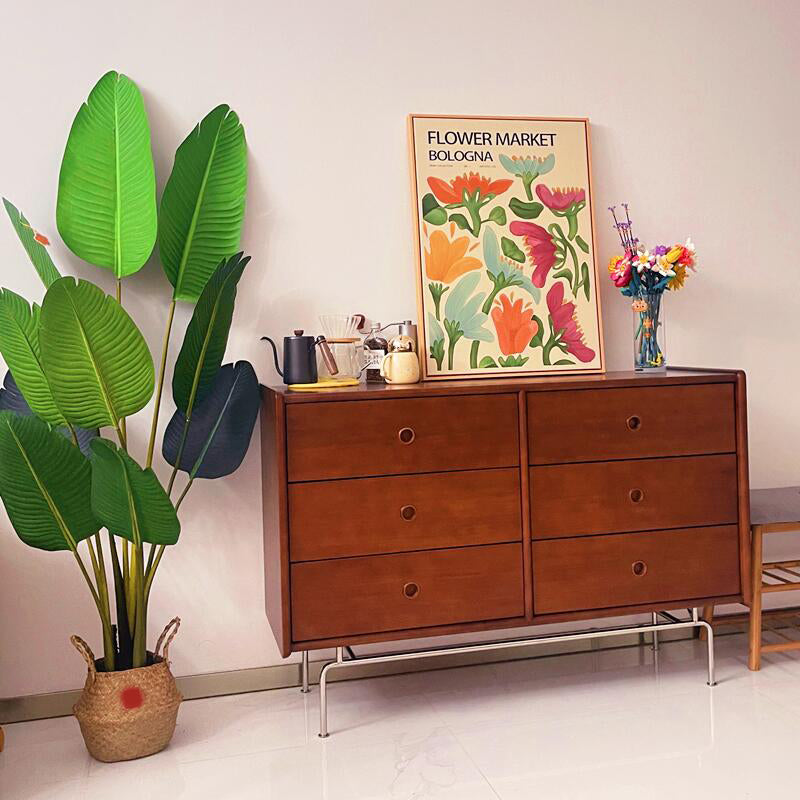 Mid-Century Modern Rectangle Accent Cabinet Solid Wood Storage Cabinet