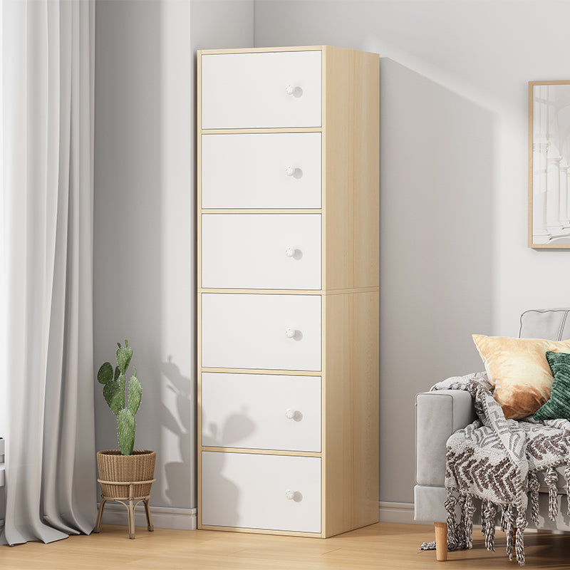 Contemporary Rectangle Storage Cabinet with Wooden Knobs Doors