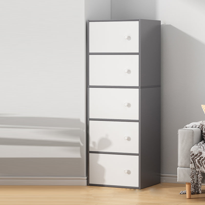 Contemporary Rectangle Storage Cabinet with Wooden Knobs Doors