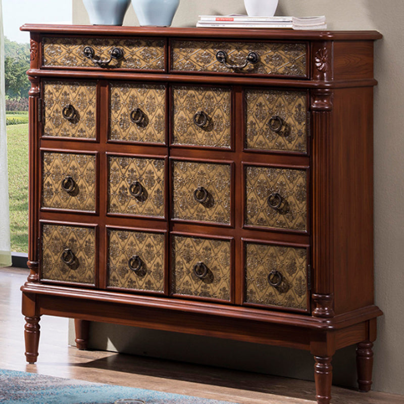 Industrial Storage Cabinet with Solid Wood Drawers and Doors