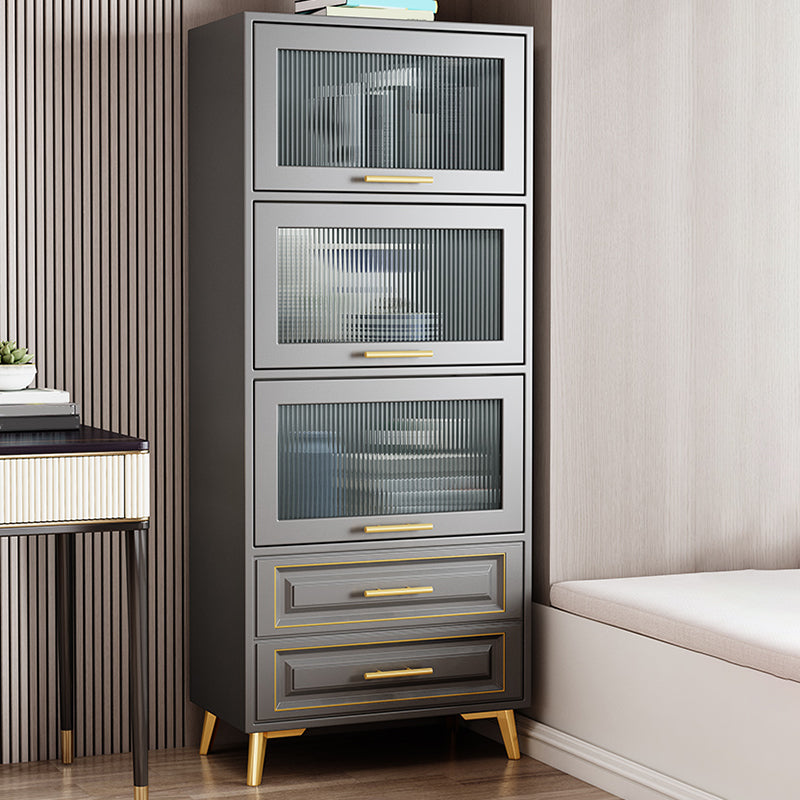 Contemporary Grey Cabinet with Glass Door and 2 Soft Close Drawers
