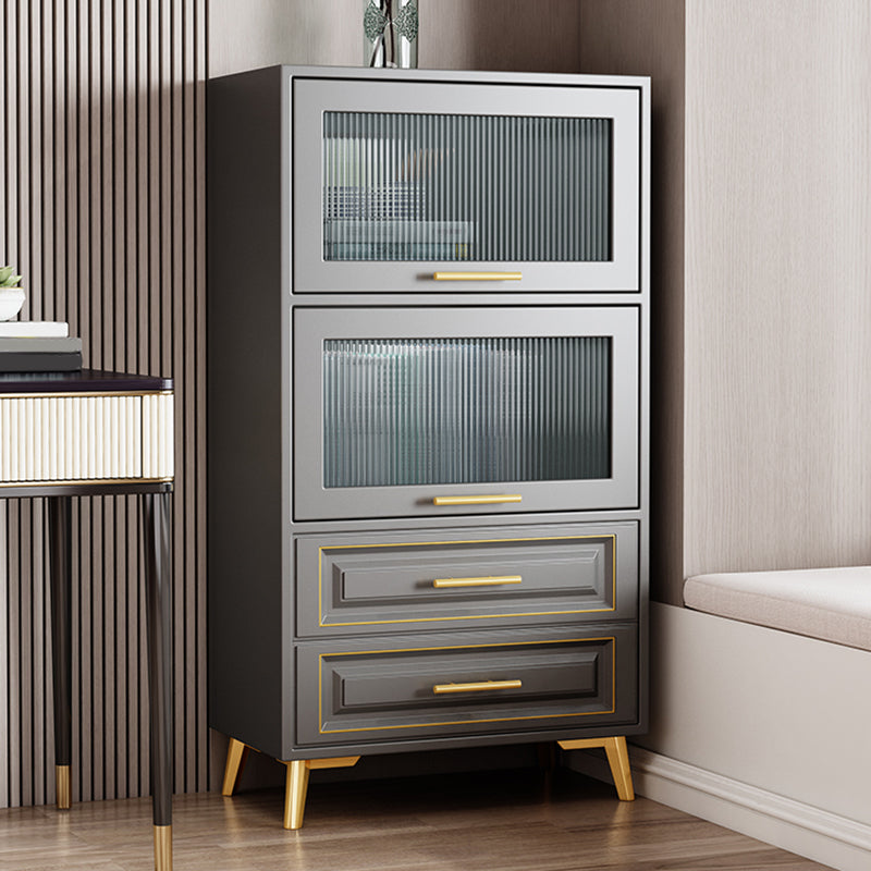 Contemporary Grey Cabinet with Glass Door and 2 Soft Close Drawers