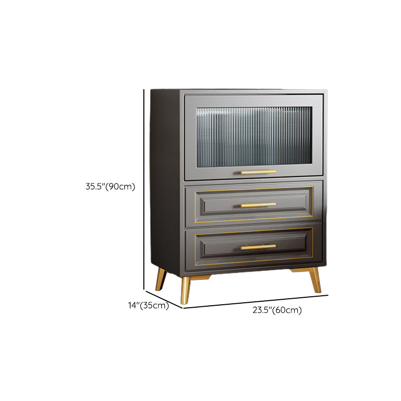 Contemporary Grey Cabinet with Glass Door and 2 Soft Close Drawers