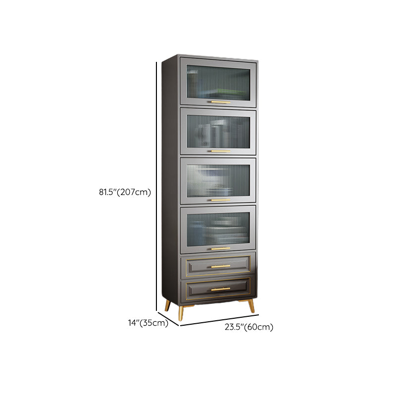 Contemporary Grey Cabinet with Glass Door and 2 Soft Close Drawers