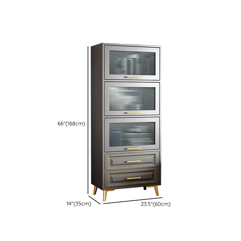 Contemporary Grey Cabinet with Glass Door and 2 Soft Close Drawers