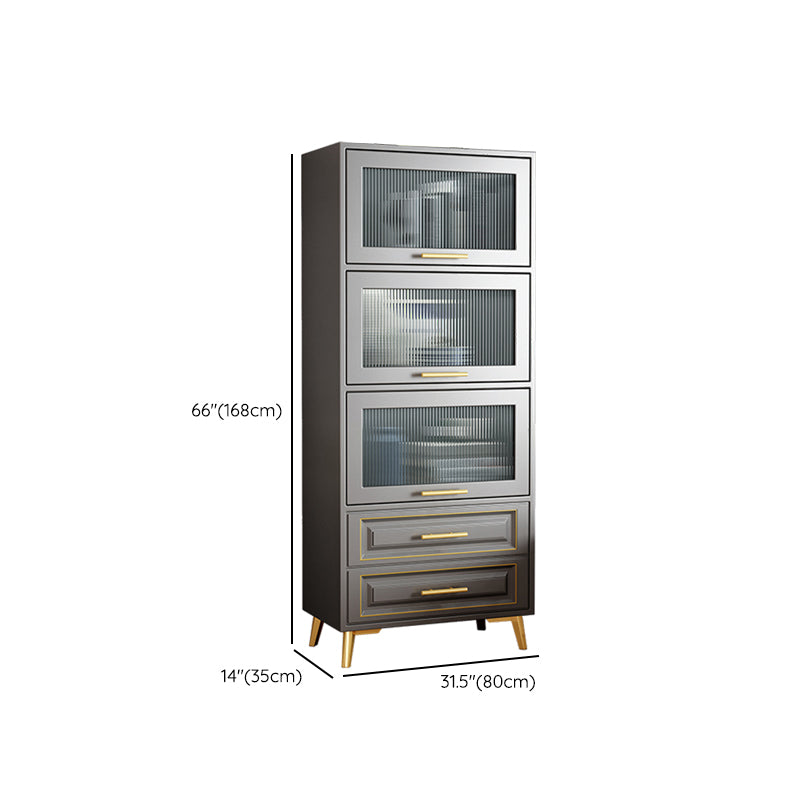 Contemporary Grey Cabinet with Glass Door and 2 Soft Close Drawers