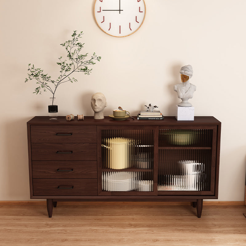 Mid-Century Modern Solid Wood Accent Cabinet with Glass Door
