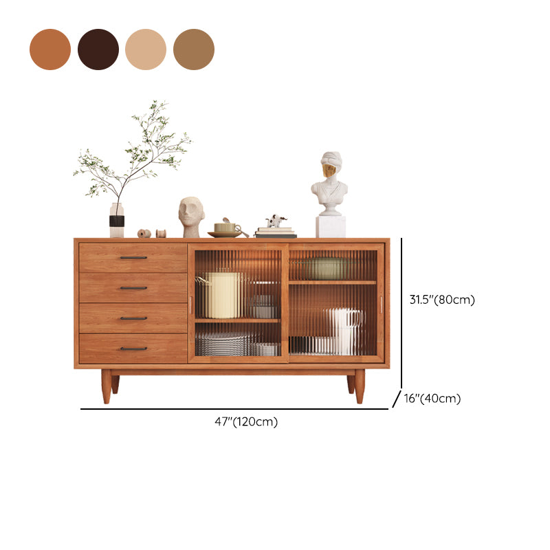 Mid-Century Modern Solid Wood Accent Cabinet with Glass Door