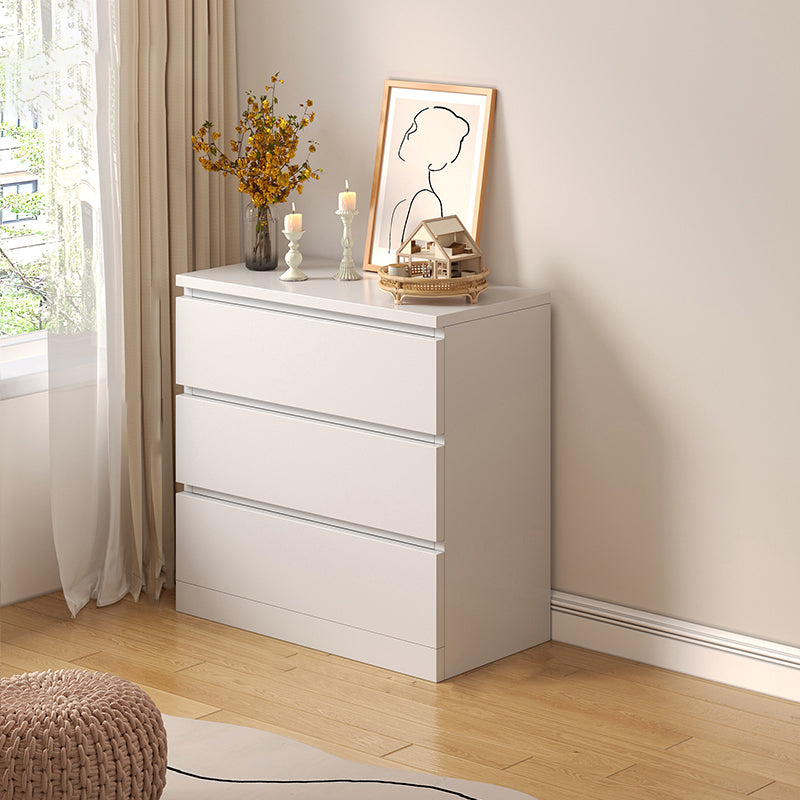 Contemporary White/Natural Chest with Wooden Drawers Rectangle Chest
