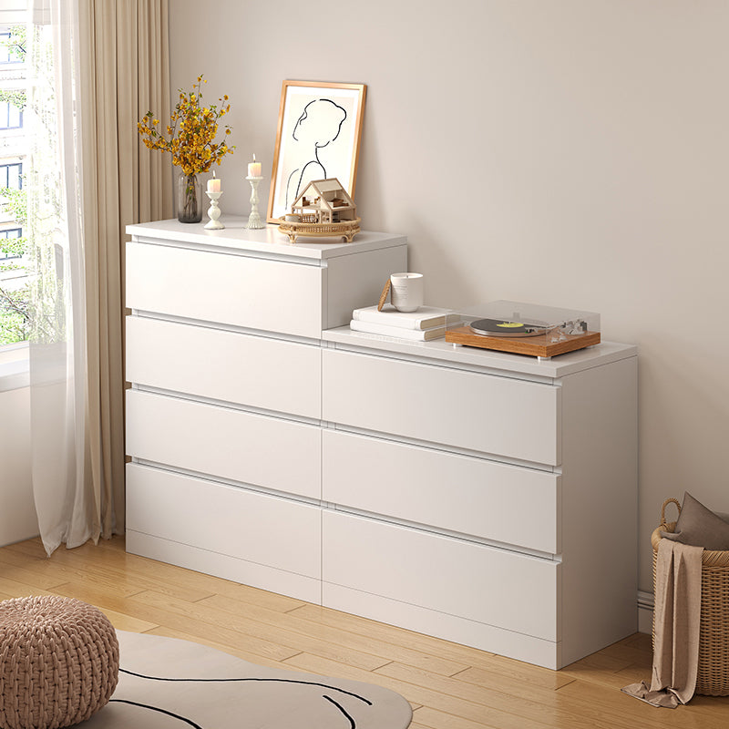 Contemporary White/Natural Chest with Wooden Drawers Rectangle Chest