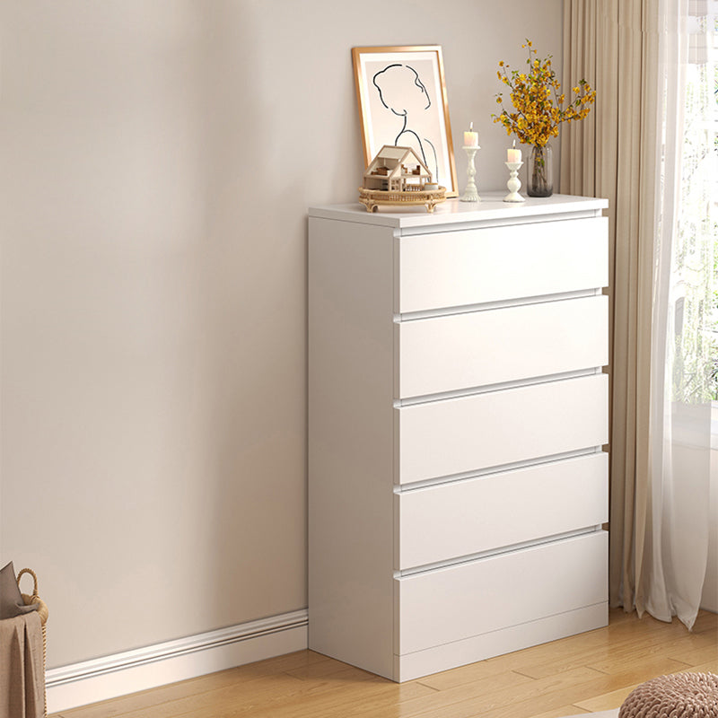 Contemporary White/Natural Chest with Wooden Drawers Rectangle Chest
