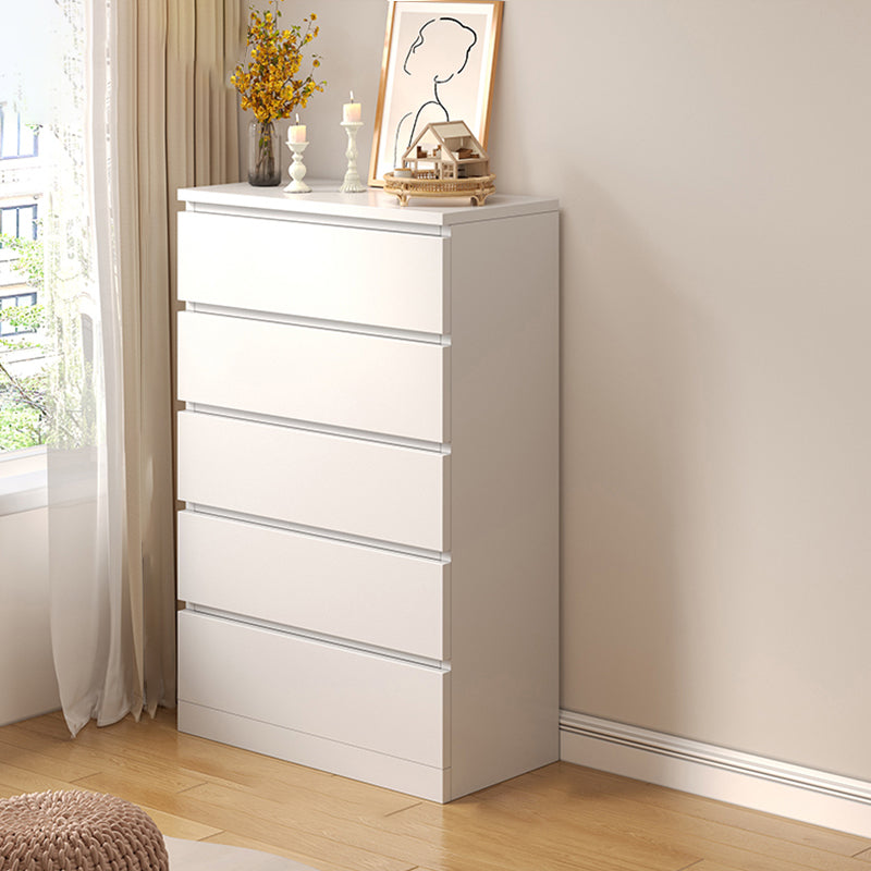 Contemporary White/Natural Chest with Wooden Drawers Rectangle Chest